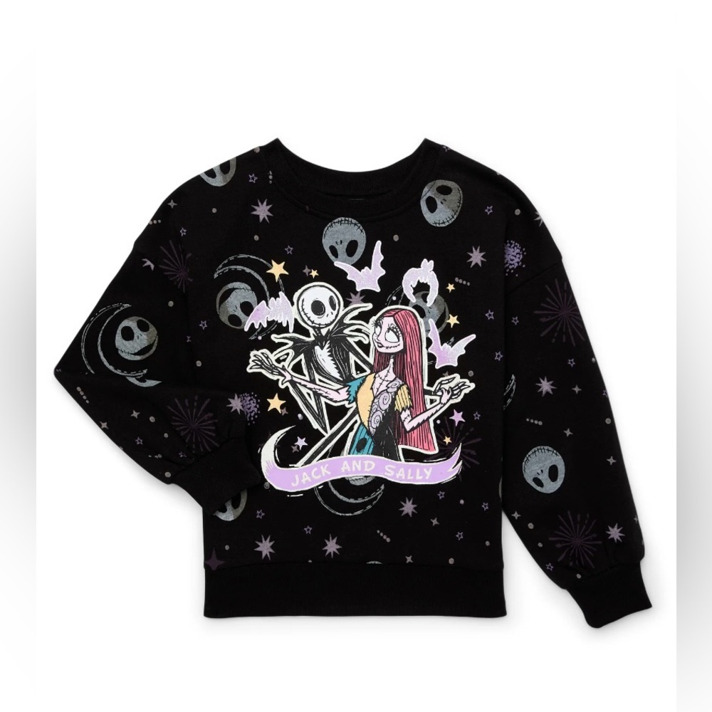 Girls Black Jack and Sally Graphic Sweatshirt! NWT. Size XS.‎